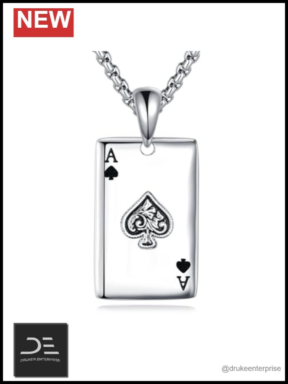Men Women Gold Plated Ace of Spades Pendant Necklace Poker 18K White Gold